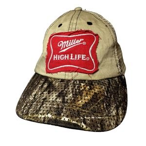 Miller High Life Camo Brim Hat Cap Adjustable Mesh
